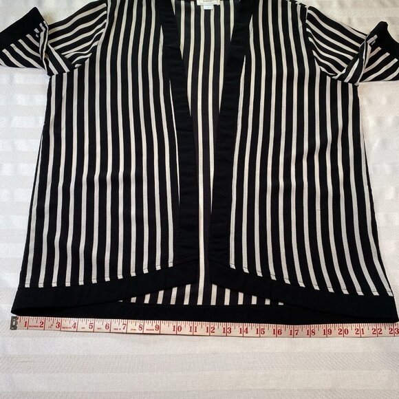 Kamana Vertical Striped Open Front Short Sleeve Lightweight Cardigan Sz M - Picture 6 of 10